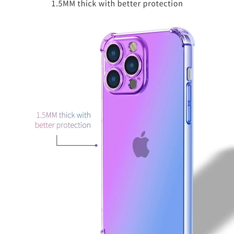 Gradient Airbag TPU Case For iPhone 16e 15 Pro Max 14 13 12 Mini 11 XR XS SE 8 7 Plus Cover Shockproof Fundas Coque Shell Capa