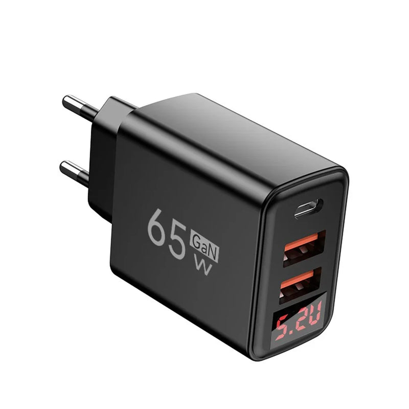 3 Ports 65W USB Charger Fast Charging Mobile Phone Power Adapter EU/US/UK Plug QC3.0 Type C Charger For iPhone Samsung Xiaomi