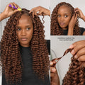 Brown Deep Wave Crochet Human Hair Extensions Miracle Knots Feather Soft Braiding Hair for Black Women Pre Looped Lightweight Reusable Hair with Natural Shine Full Volume for Boho Braids and Protective Styles