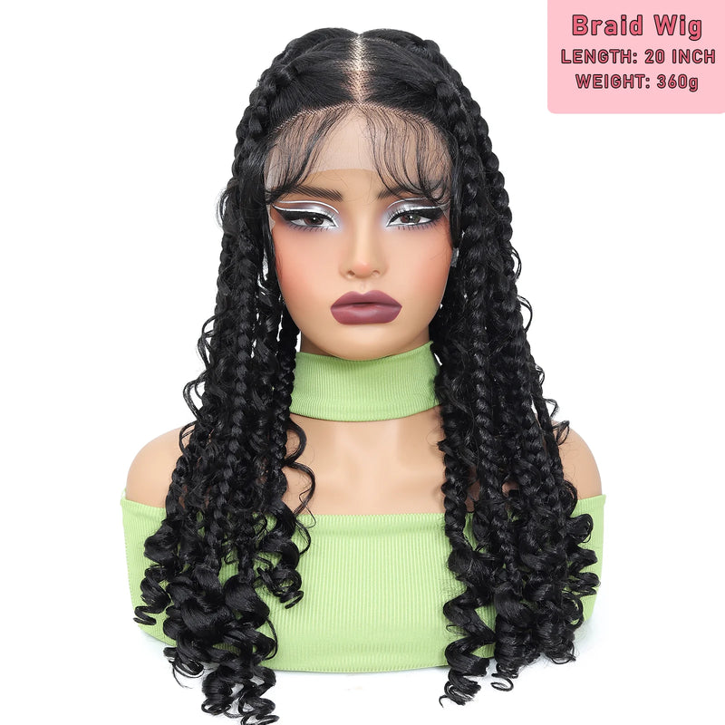 20Inch Synthetic Braiding Wigs Square Box Braided HD Full Lace Wigs for Black Women Braided Wig with Baby Hair