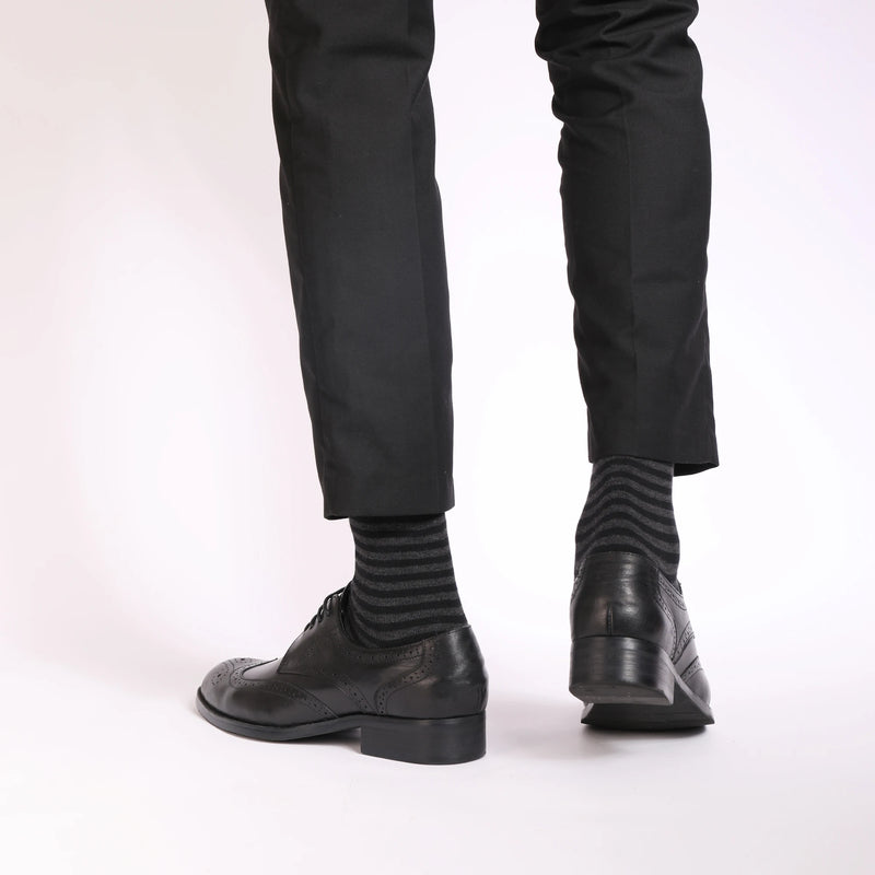 5 Pairs Men's Dress Socks stripe Plus Size， Combed Cotton | SAMAG