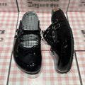 Women's Patent Leather Mary Jane Mules Buckle Bow Decor Slip on Flat Shoes Plaid Lining Casual Half Slippers Fashion  Footwear