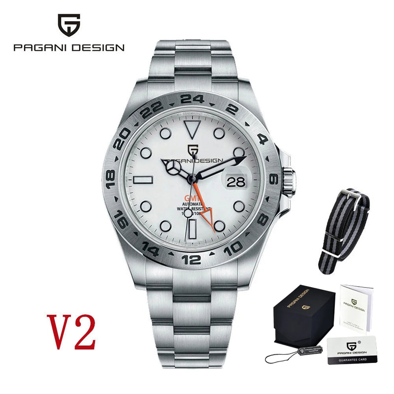 PAGANI DESIGN 2026 New Automatic Machinery Men's Watch GMT DG5833 Stainless Steel Sapphire Crystal 10Bar Waterproof Reloj Hombre