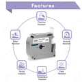 1/3/5Pack M-K231 M Tape Compatible for Brother P-Touch M231 MK231 MK-231 12mm Black on White for Brother PT70 PT80 Label Printer