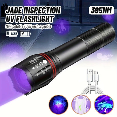 395nm UV Flashlight Zoomable Blacklight USB Rechargeable | SAMAG