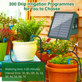 Solar Irrigation System with 300 Watering Programmes, DIY Watering System Kit with 10M Hose 10*Drip Tips&1*anti-siphon etc, Suitable for Indoor Outdoor, Potted Plants/Vegetables/Fruit Trees