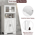 Free Standing Kitchen Pantry Cupboard with 4 Doors and Open Space 128cm Bathroom Tall Cabinet with Tempered Glass Doors