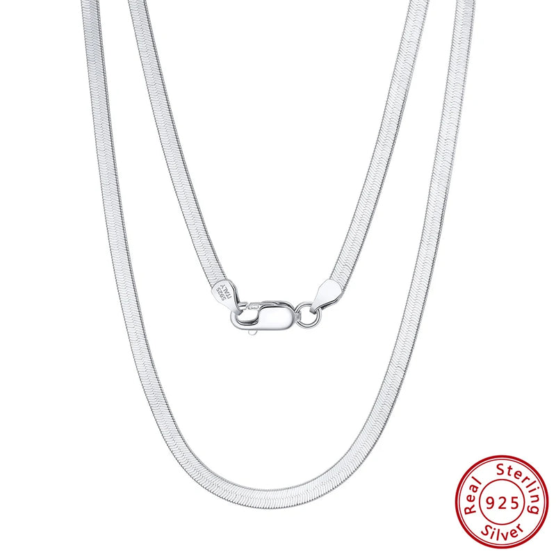 ORSA JEWELS 925 Sterling Silver 3mm Gold Flexible Flat Chain Herringbone Snake Chain Necklace for Women Neck Chain Jewelry SC35