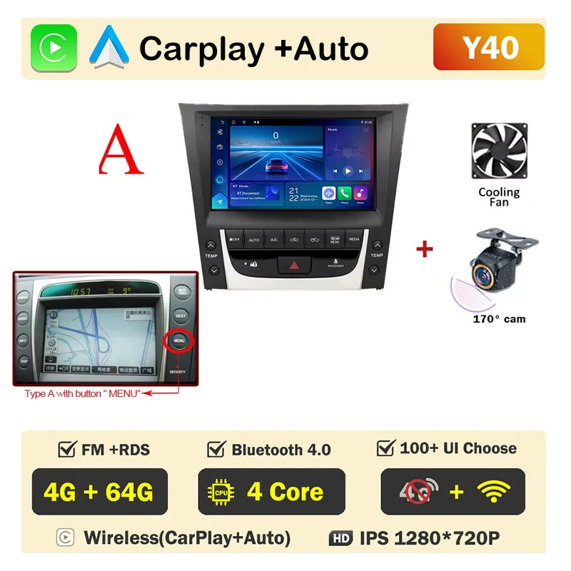 For Lexus GS300 S190 GS350 GS400 GS430 GS450h GS460 GS 300 III 3 350 Car Radio Auto Android Multimedia Carplay 2din Navigation