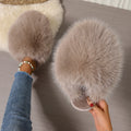 Women Indoor Slippers Winter Faux Fur Home Shoes Women 2025 New Soft Sole Fashion Warm Fluffy Slippers Solid Baotou Slides Women