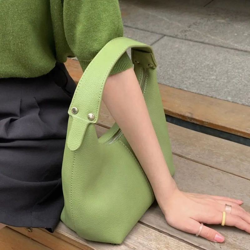 Fashion Large Capacity PU Hobo Bag Korean Style Solid Color Shoulder Bag Handbag Fashion Design French Style Handbag Outdoor