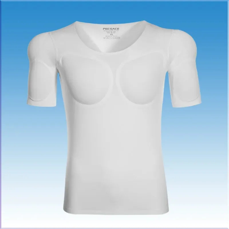 Anime Cosplay Man Fake Muscle Pad T-Shirt Body Shaper Underwear Chest Sponge Invisible Abdominal Arm Shirt Fitness Meeting Party