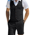 Men's Suit Linen 2 Piece Vests Short Pants Suits for Men Casual Summer Beach Groomsmen Wedding Waistcoat Set