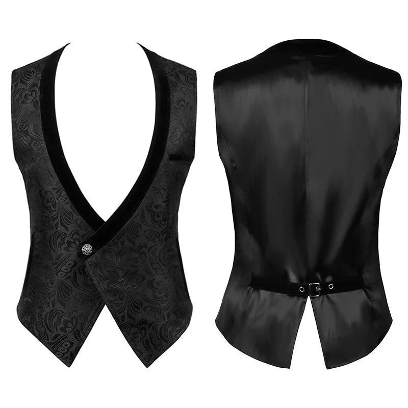 Men's Vests Medieval-Style Vintage Costume Tuxedo Sleeveless Vests European Vintage Stage Halloween Costume Gothic Jacket Set