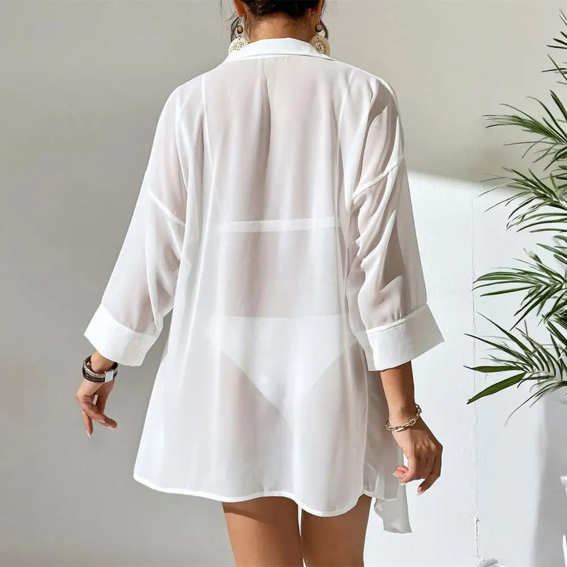 Beach Cover Up Women's White Tunic Woman Bikini Cover-ups Bathing Suit Women Beachwear Swimsuit Cover Up Sarong Pareo Plage