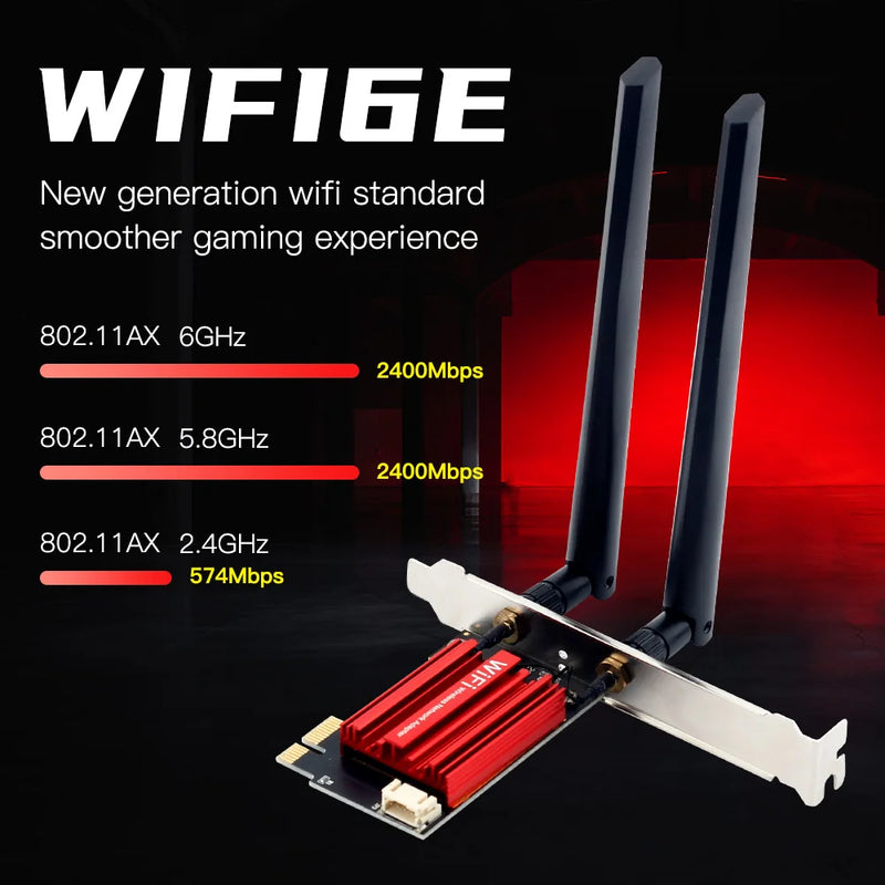 WiFi 6E AX210 Wireless PCI - E Adapter Tri - band 2.4G/5G/6Ghz Compatible BT 5.3 802.11AX Network Wi - Fi - Visuel 2 | SAMAG