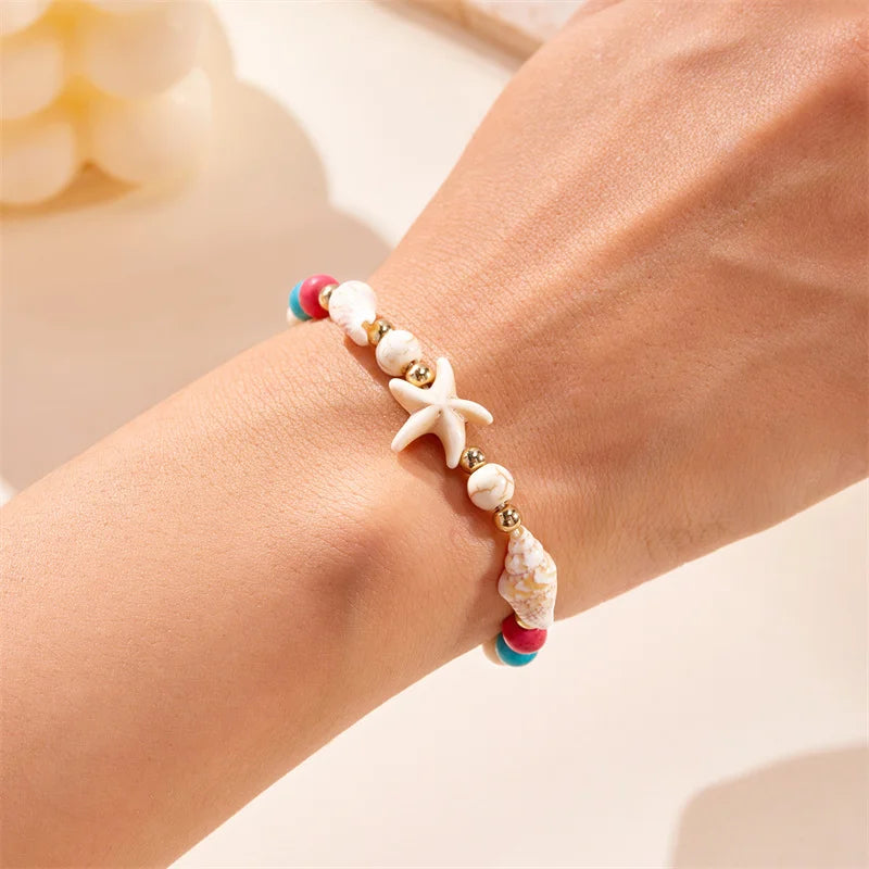 Bohemia Shell Conch Starfish Bracelet for Women Handmade Adjustable Rope Summer Beach Party Jewelry - Visuel 4 | SAMAG