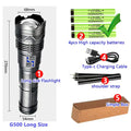 Powerful LED Flashlight Super Bright Spotlight Long Range Zoomable Lantern Emergency Torch Outdoor Tactical Lamp Power Display