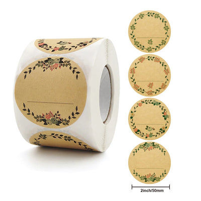 50 - 2 Inch Kraft Paper Flowers Thank You Label Stickers | SAMAG