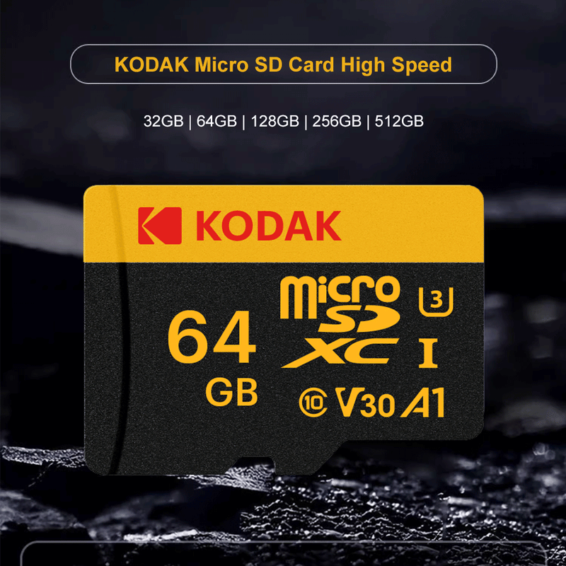 KODAK Micro SD 512GB 256GB Memory Card UP TO 100MB/s C10 U3 32GB 64GB 128GB TF Card 4K HD For USB Card Reader Adapter Microsd