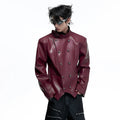 LUZHEN 2026 New Original Niche Design Double Breasted Stand Neck Leather Jacket Men's Fashion Handsome Cross Placket Coat JY6357