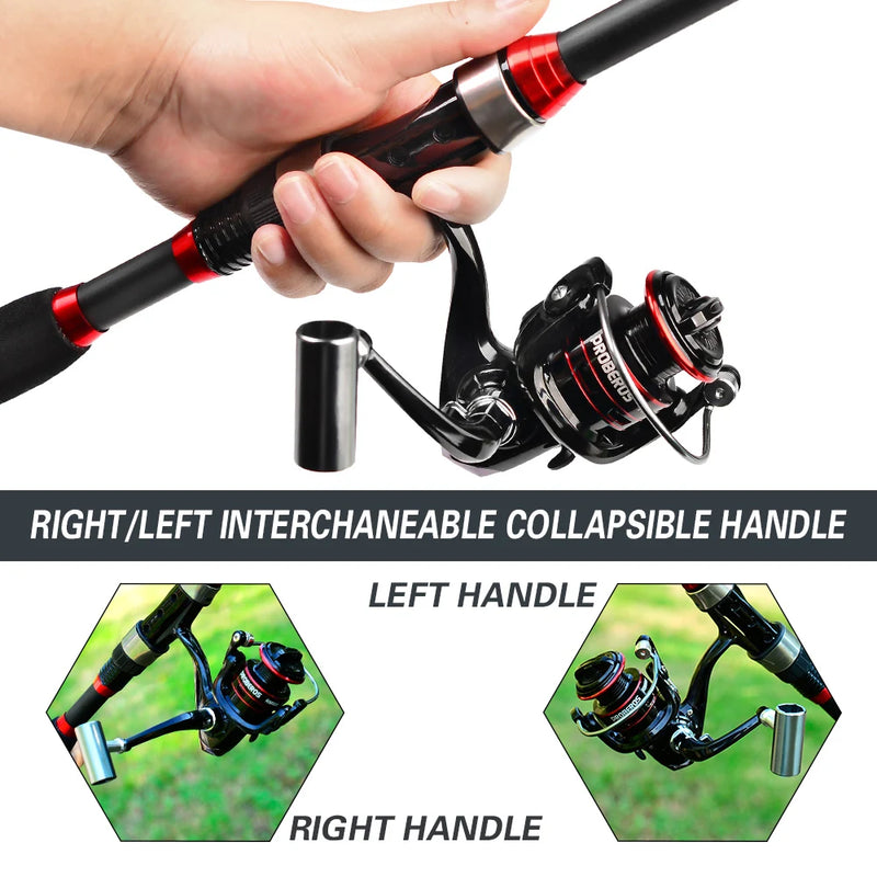 Proberos Fishing Pole Set Full Kits With Telescopic Fishing Rod And Spinning Reel Baits Hooks Travel Pole Set