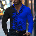 Men'S Stylish Red Floral Print Dress Shirt - Casual Long | SAMAG