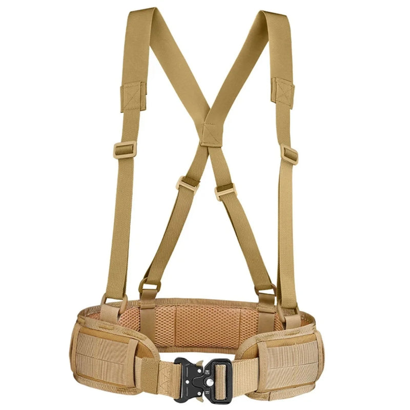Tactical Battle Combat Air-soft Padded Equipment Molle Waist Belt with Adjustable Suspenders Free Straps