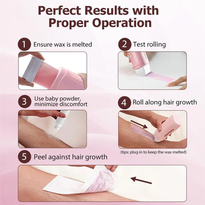 2026 Depilatory Wax Cream Hair Removal Roller Wax Heater Waxing Hot Cartridge Warmer Equipment Tool Waxing Kit Unisex Roll on