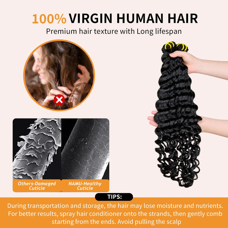 16 18 20 Inch Loose Deep Wave Bundles 100% Human Hair Unprocessed Weaving 15A Raw Virgin Hair Bundles Weave Extensions For Women