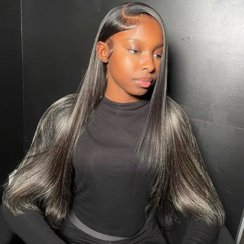 Bone Straight Vietnamese Human Hair Lace Frontal Wig Super Double Drawn Natural Black Human Hair Wigs Preplucked HD Lace Wig