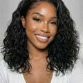 Nadula Density 220% Water Wave BOB Drawstring Glueless Wig Human Hair 6x4 Bye-Bye Knots Pre Cut Transparent Lace Human Hair Wig