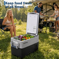32QT Portable Car Refrigerator Freezer, 12V Electric Cooler With App Control, Dual Zone, -4°F Fast Cooling For RV Camping Travel