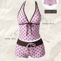 Women Swimwears Polka Dot 2-Piece Tankini Set Halter V | SAMAG