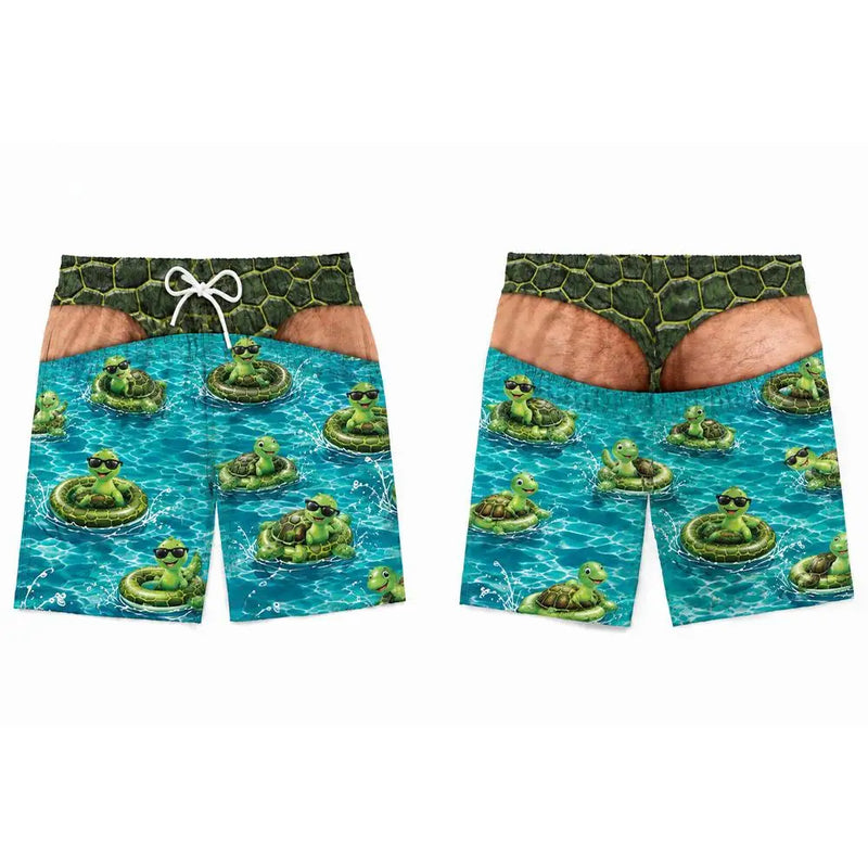 Men Fun Beach Party Swim Trunks 3D Fake Hip Printed | SAMAG