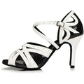 Black White Latin Dance Shoes for Womens Soft Bottom Indoor Jazz Tango Cha Cha Party High Heel Girl Dancing  Hollow Out Sandals