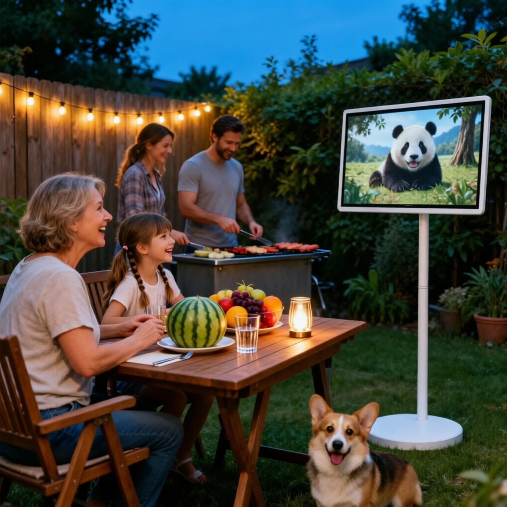32 Inch Portable TV Rechargeable LCD Smart Display with Camera Wireless1080P Stand Mobile Tv Follow by Me Lcd Monitor on Wheels