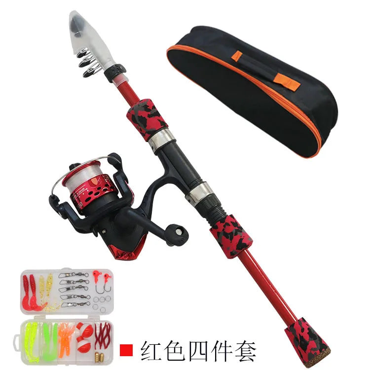 2m Kids Portable Telescopic Fishing Rod Reel Combo Kit With Simulated Soft Lures Storage Bag For Beginner Freshwater Saltwater