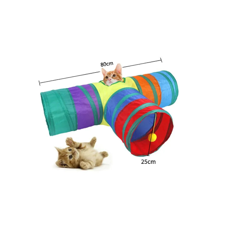 Cat Teaser Wand Toy Self Entertainment Maze Tunnel Collapsible Drill Channel Interactive Play Toy For Indoor Kitten Cat Pet