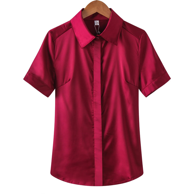 Simulation Silk Shirt Women's Short Sleeve New Wild - View 7 | SAMAG
