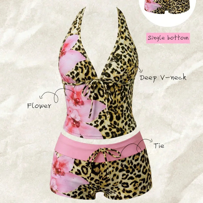 Women Bikinis Set Vintage Striped Floral Tankini Swimsuit | SAMAG