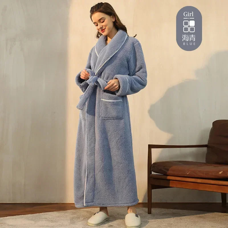 Fashionable double-sided thick plush nightgown women | SAMAG