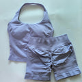 1-2pcs Gym Set Women Backless Tank Tops High Waist Scrunch Seamless Shorts High Waist Yoga Leggings Workout Sets Gym Suit