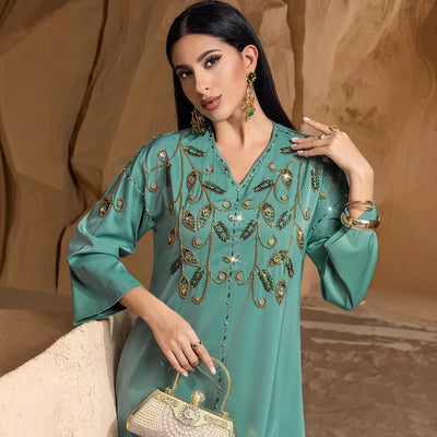 Dubai Abayas for Women Party Dress Jalabiya Embroidery | SAMAG