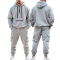 Men's Heavyweight Fleece - Lined Casual Tracksuit Set for Winter - Loose - Fit, Half - Zip, 2 - Piece - View 8 | SAMAG