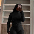 Fall Siold Bodycon Zipper Crop Top Women Tracksuits Sets+Trousers Women Black Gray 2 Two Pieces Matching Leggings Shorts Suits