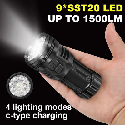 Mini Flashlight 9 LED Strong Light Lantern Long Range | SAMAG