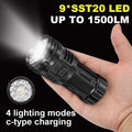 Mini Flashlight 9 LED Strong Light Lantern Long Range Rechargeable Pocket Lamp Outdoor Portable Camping Hiking Light
