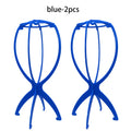 2PCS Folding Wig Stand Plastic Adjustable Portable Hat Display Stand Durable Mannequin Dummy Head Plastic Black, pink, blue