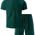 Men's New Summer Style Waffle Plain-Color Crew-Neck | SAMAG